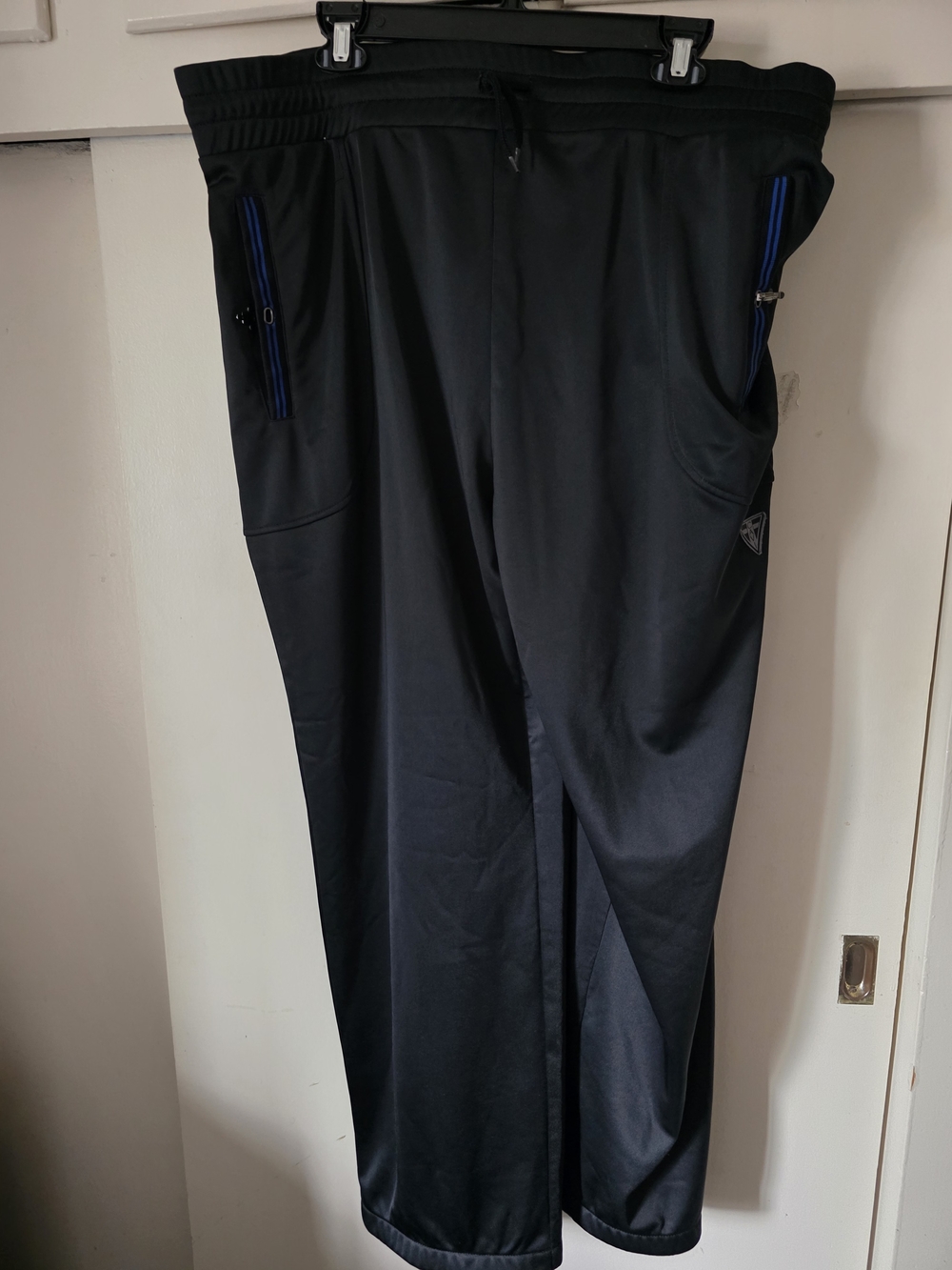 Men's "CAVI" Black Athletic Pants with Blue Zip Accents